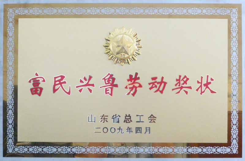 2009年   富民興魯勞動(dòng)獎(jiǎng)狀